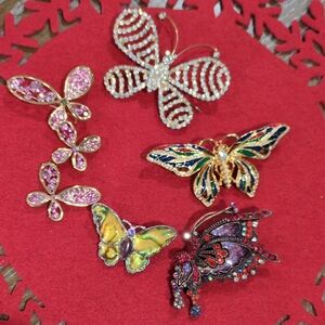 Elegant Butterfly Brooch Set - Multicolor.  Sparkle Sparkle Sparkle!! #112
